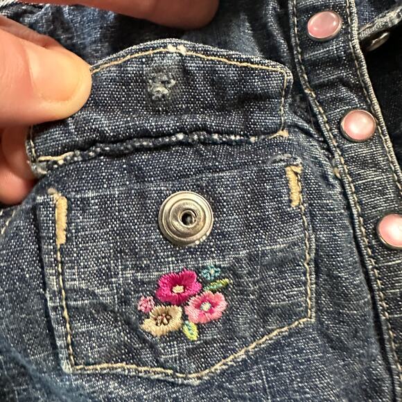 Vintage Cuddle Bear Denim Floral Embroidered Long Sleeve Dress Sz 18 mo - Picture 3 of 6